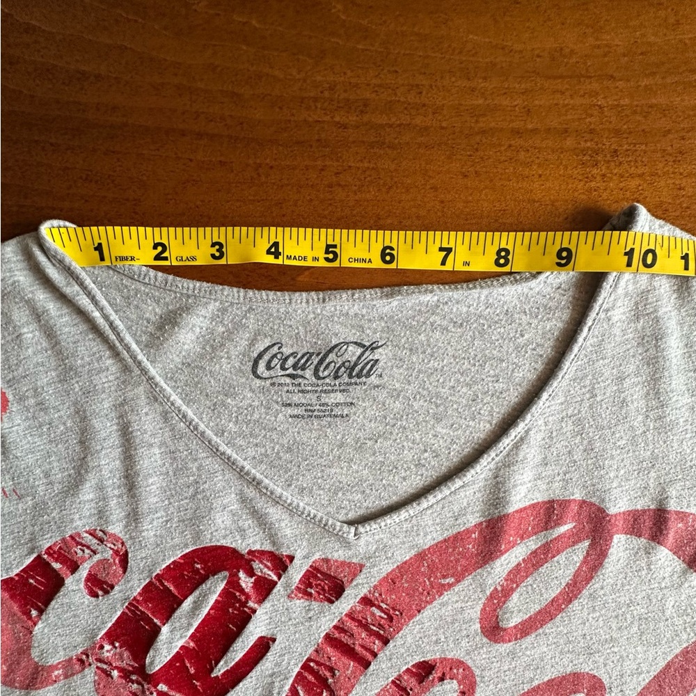 Coca-Cola•cropped tee•women’s small•modal/cotton•gray/red•v-neck•short sleeve - Picture 9 of 13